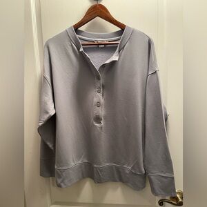 Athleta Gray Button-Up Sweatshirt